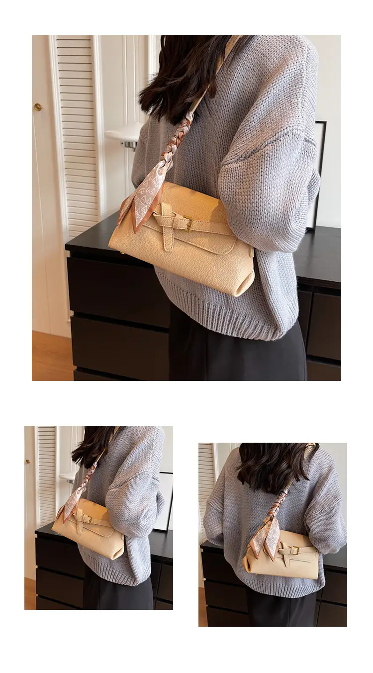 Women's Brown Leather Crossbody Bag with Gold Clasp — feature 13