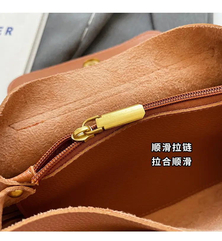 Women's Brown Leather Crossbody Bag with Gold Clasp — feature 4
