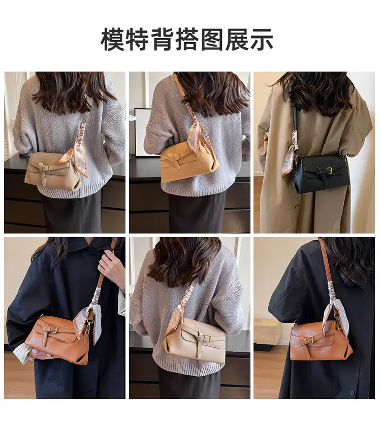 Women's Brown Leather Crossbody Bag with Gold Clasp — feature 9
