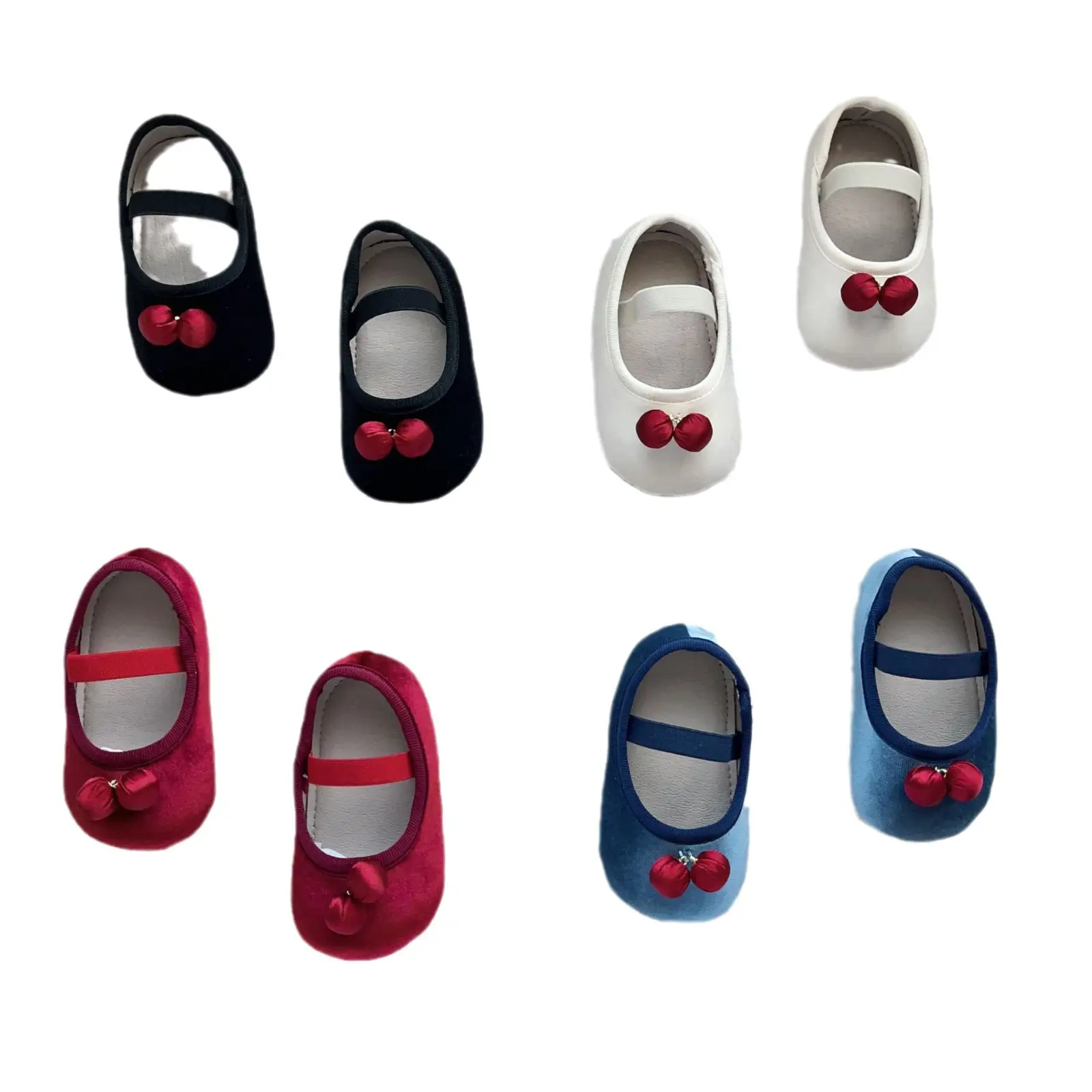 New Baby Toddler Shoes Girls Korean Cherry Boat Velvet Small