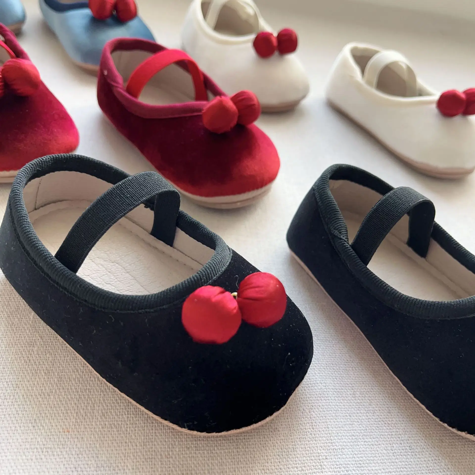 New Baby Toddler Shoes Girls Korean Cherry Boat Velvet Small — feature 10