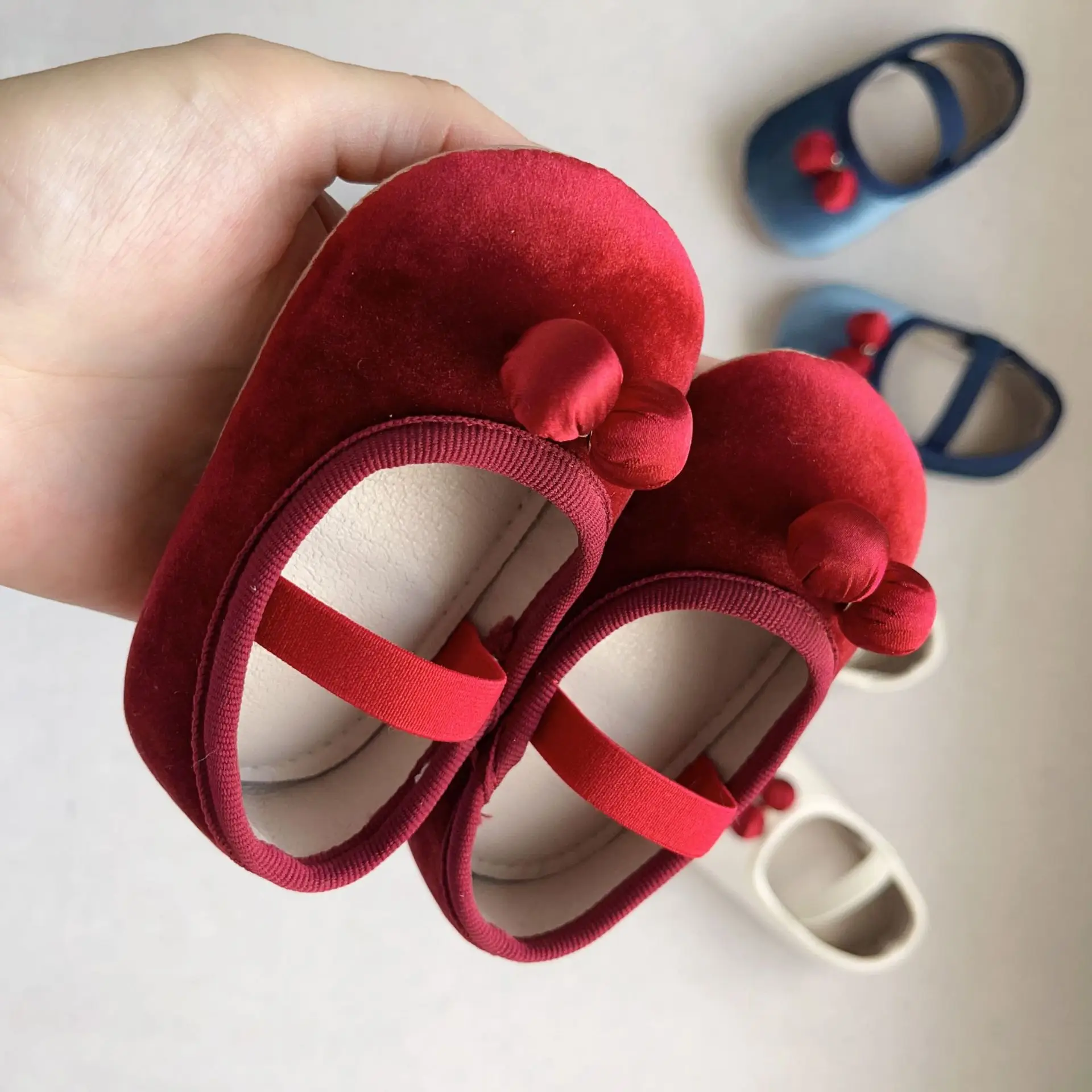 New Baby Toddler Shoes Girls Korean Cherry Boat Velvet Small — feature 12