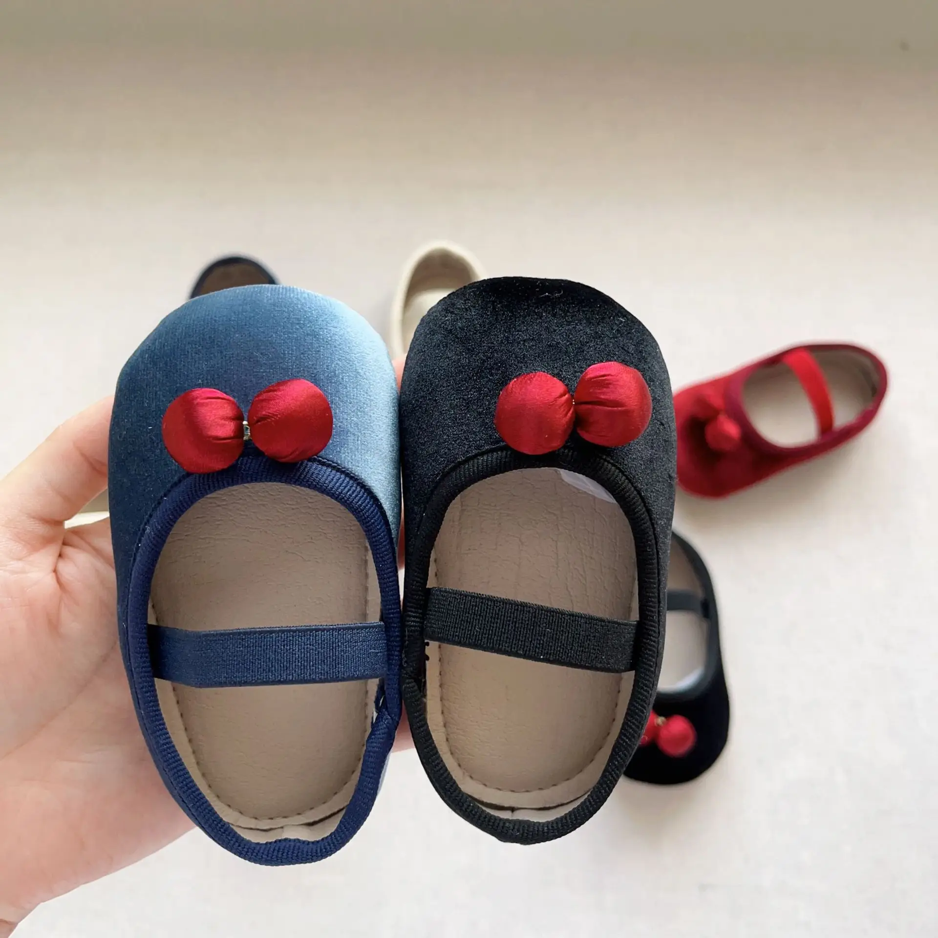 New Baby Toddler Shoes Girls Korean Cherry Boat Velvet Small — feature 14