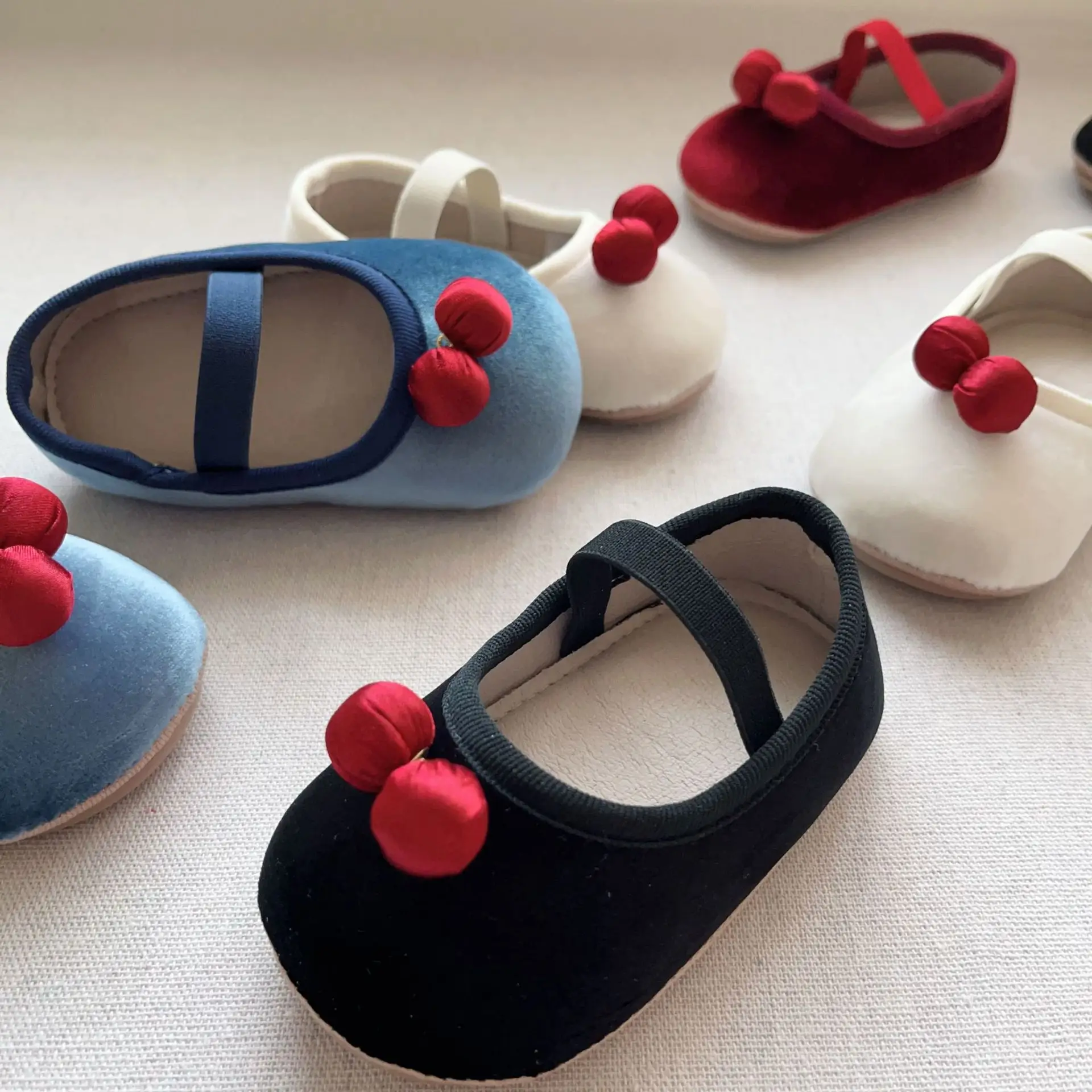 New Baby Toddler Shoes Girls Korean Cherry Boat Velvet Small — feature 16