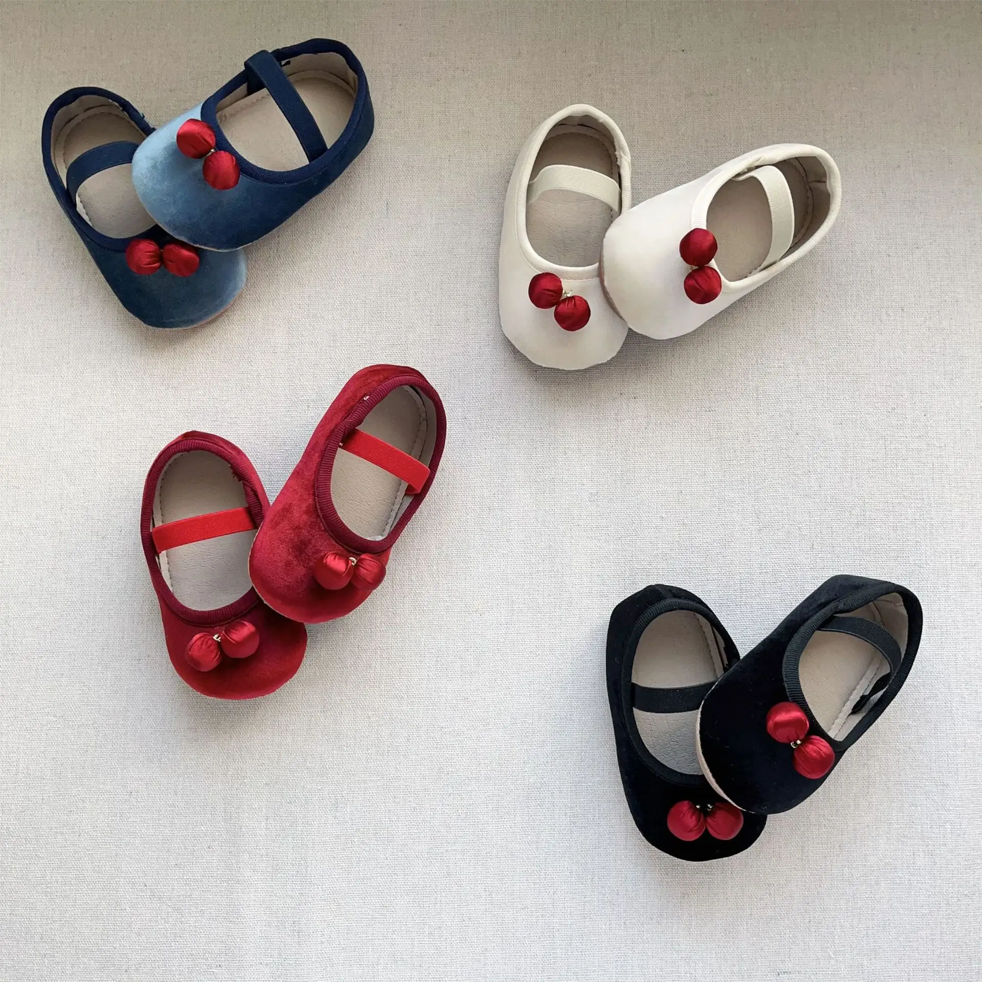 New Baby Toddler Shoes Girls Korean Cherry Boat Velvet Small — feature 17