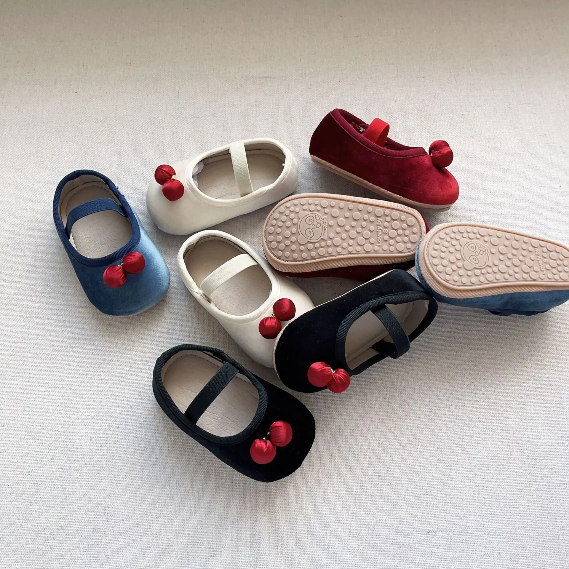 New Baby Toddler Shoes Girls Korean Cherry Boat Velvet Small — feature 18