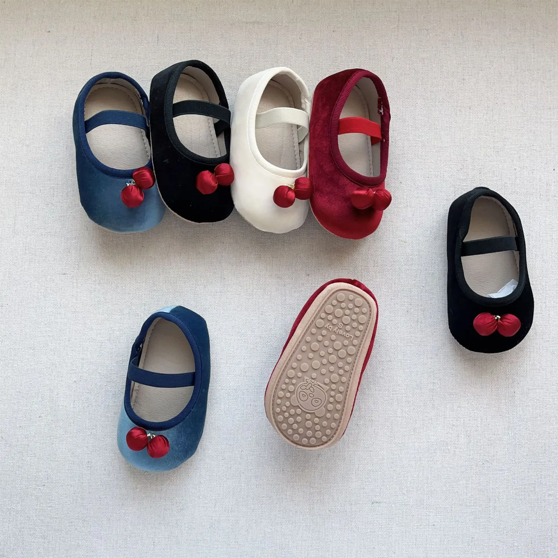 New Baby Toddler Shoes Girls Korean Cherry Boat Velvet Small — feature 20