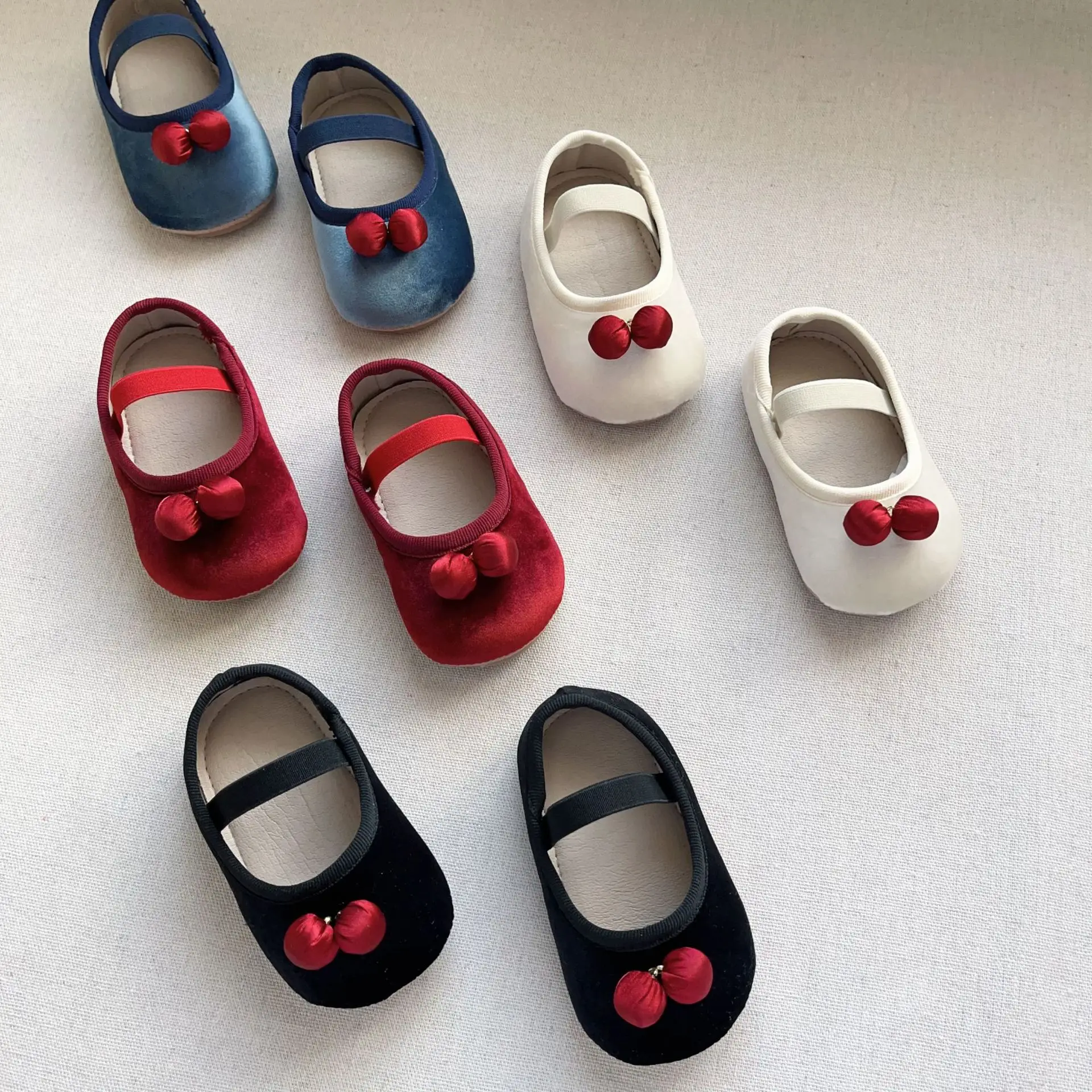 New Baby Toddler Shoes Girls Korean Cherry Boat Velvet Small — feature 22