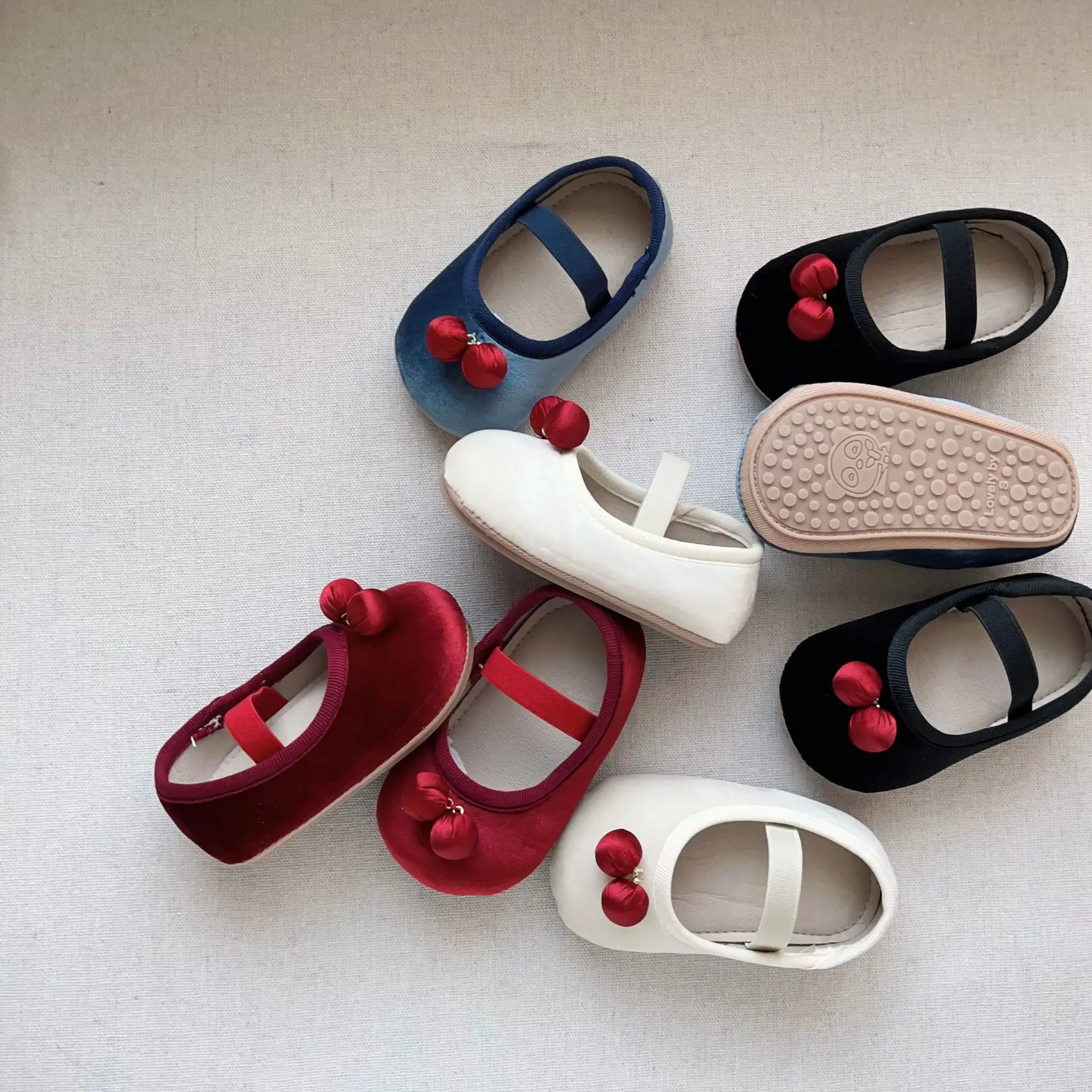 New Baby Toddler Shoes Girls Korean Cherry Boat Velvet Small — feature 23