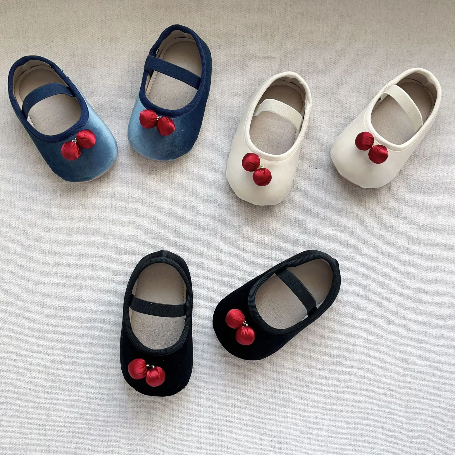 New Baby Toddler Shoes Girls Korean Cherry Boat Velvet Small — feature 4