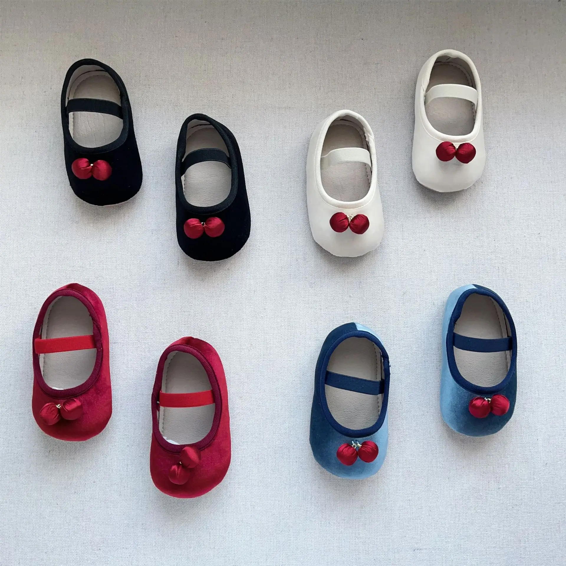 New Baby Toddler Shoes Girls Korean Cherry Boat Velvet Small — feature 5