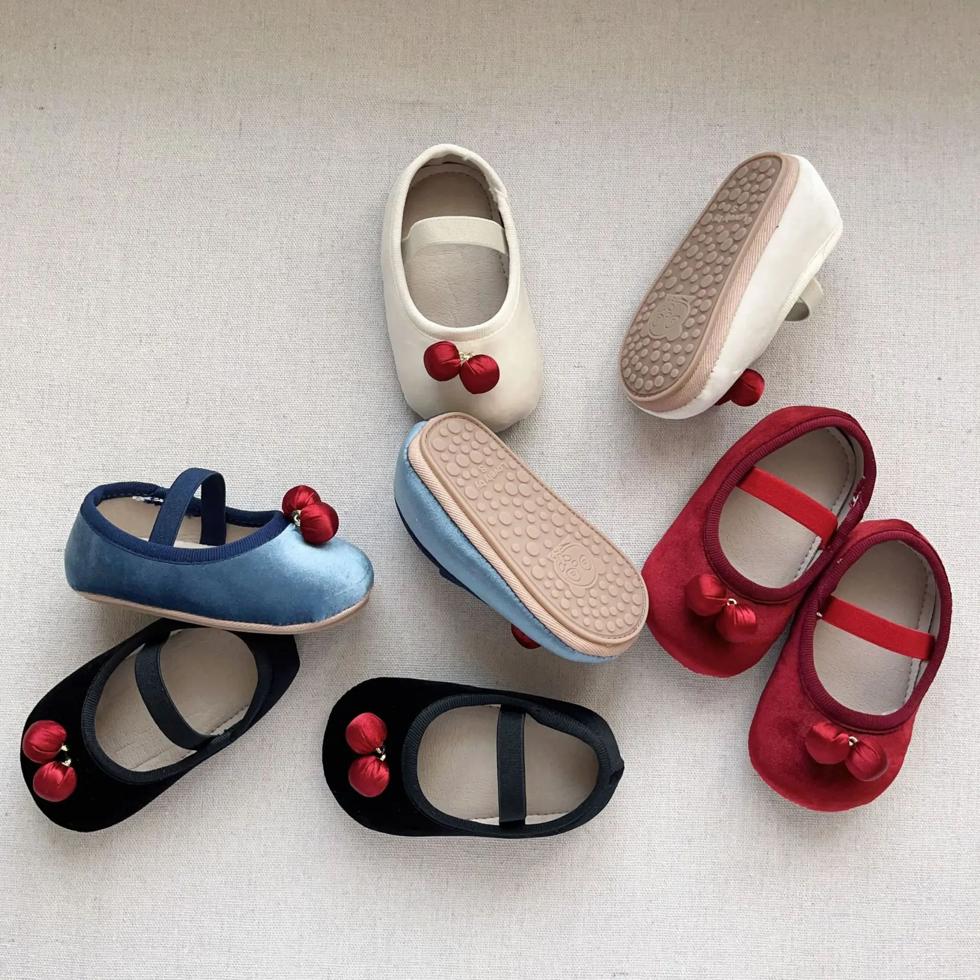 New Baby Toddler Shoes Girls Korean Cherry Boat Velvet Small — feature 6
