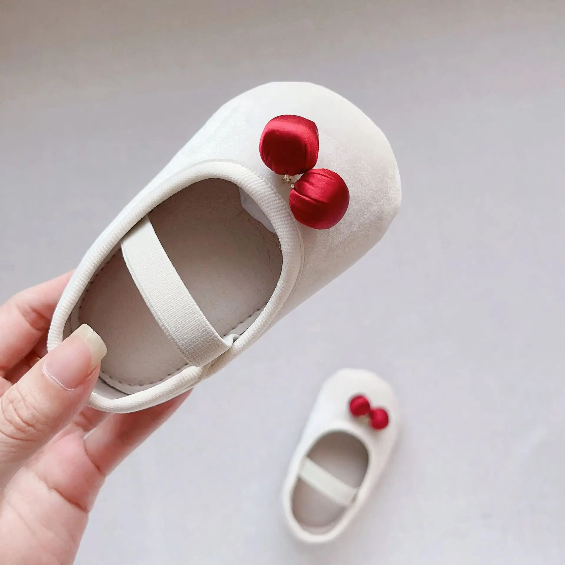 New Baby Toddler Shoes Girls Korean Cherry Boat Velvet Small — feature 8