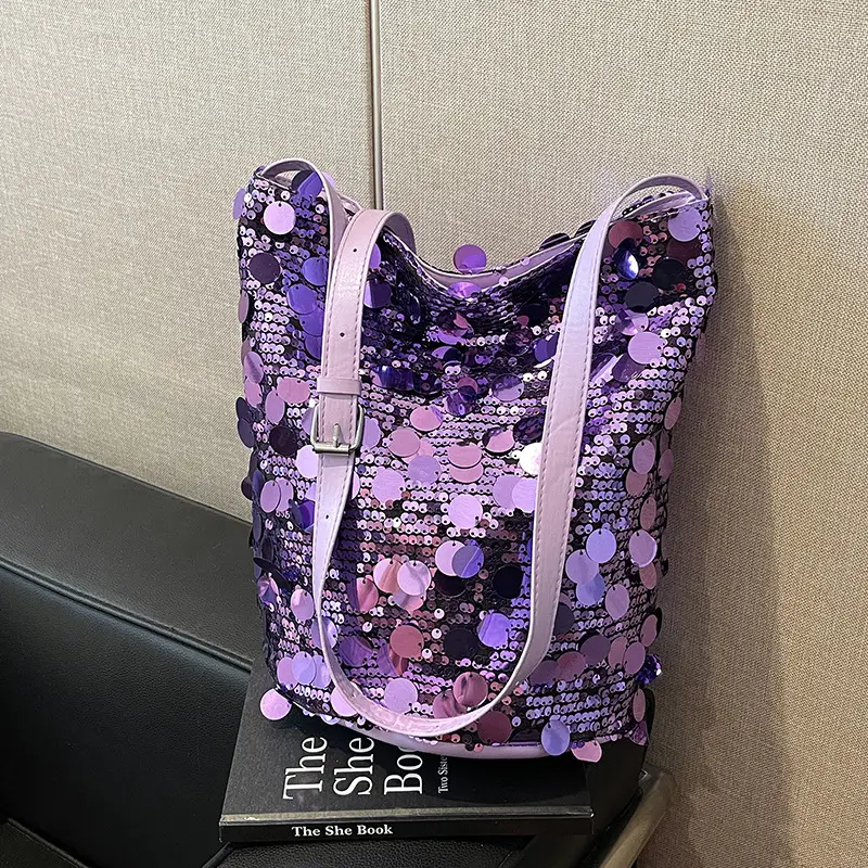 Black Lace Sequins Shoulder Bag for Women - Image 7