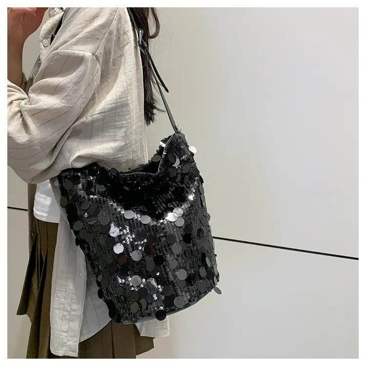 Black Lace Sequins Shoulder Bag for Women — feature 14