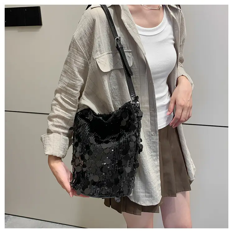 Black Lace Sequins Shoulder Bag for Women — feature 15