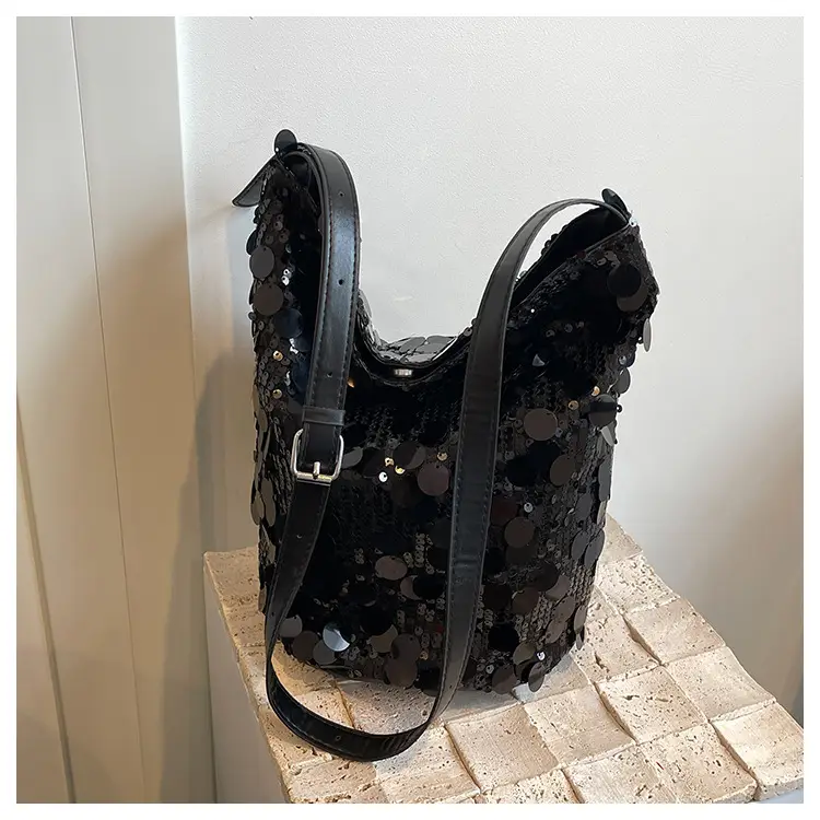 Black Lace Sequins Shoulder Bag for Women — feature 17