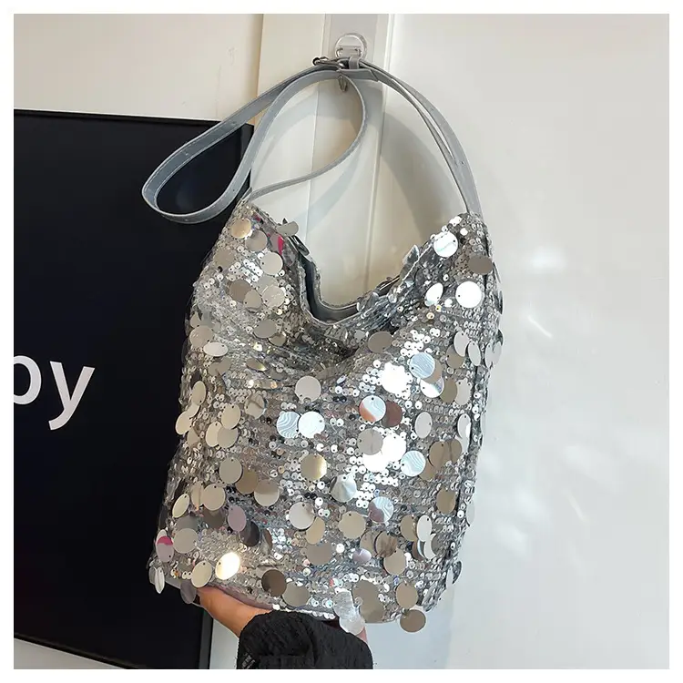 Black Lace Sequins Shoulder Bag for Women — feature 19