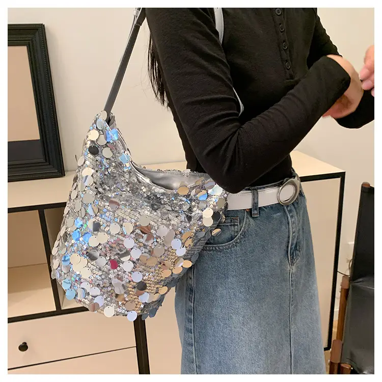 Black Lace Sequins Shoulder Bag for Women — feature 9