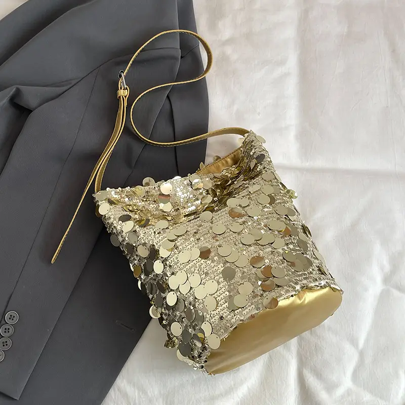 Black Lace Sequins Shoulder Bag for Women - Image 2