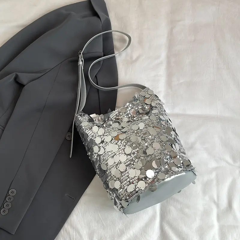 Black Lace Sequins Shoulder Bag for Women - Image 3