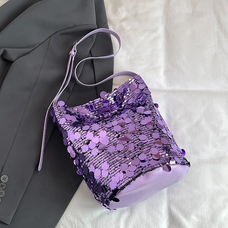 Black Lace Sequins Shoulder Bag for Women - Image 4