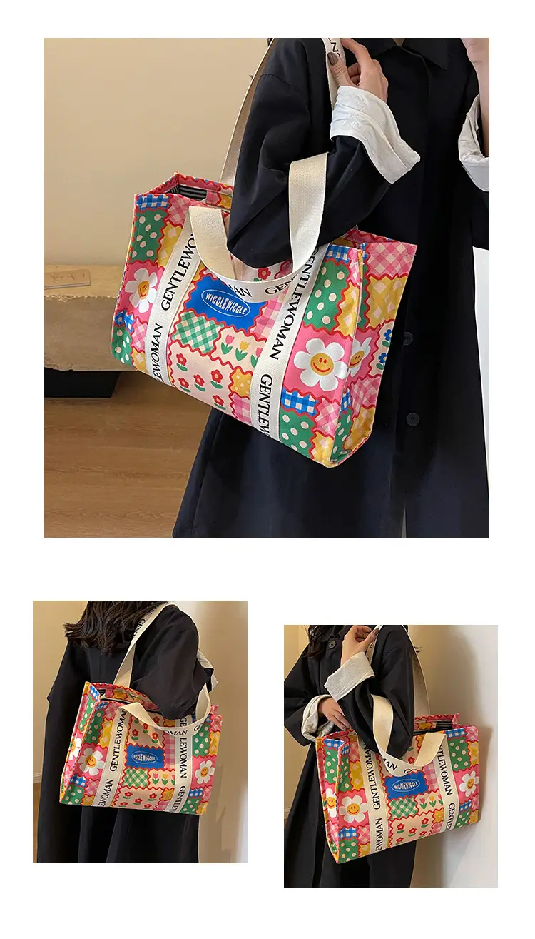 Women Cartoon Canvas Tote Bag 2024 New Girly Style — feature 14