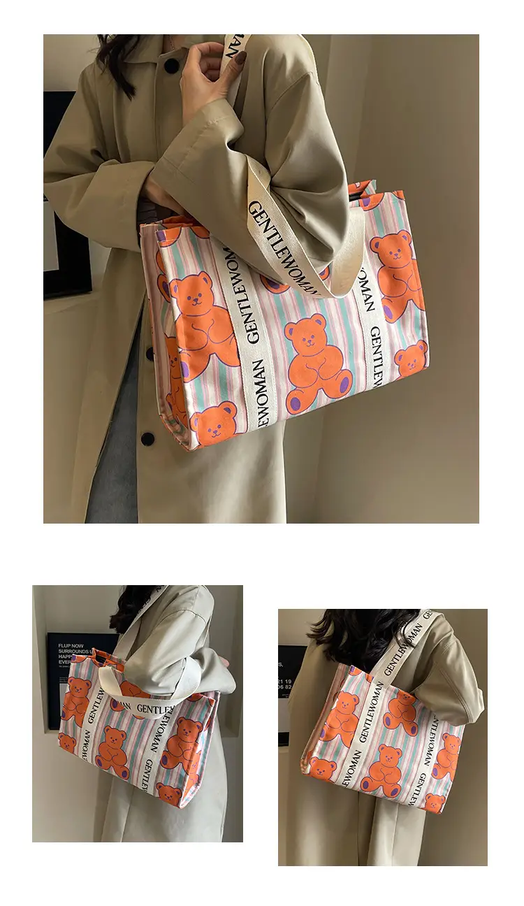 Women Cartoon Canvas Tote Bag 2024 New Girly Style — feature 15