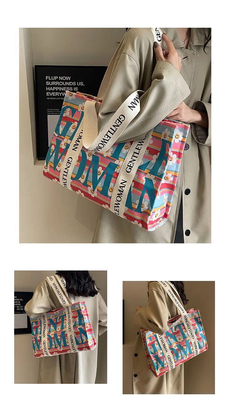 Women Cartoon Canvas Tote Bag 2024 New Girly Style — feature 16