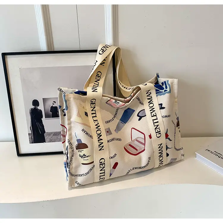 Women Cartoon Canvas Tote Bag 2024 New Girly Style — feature 37