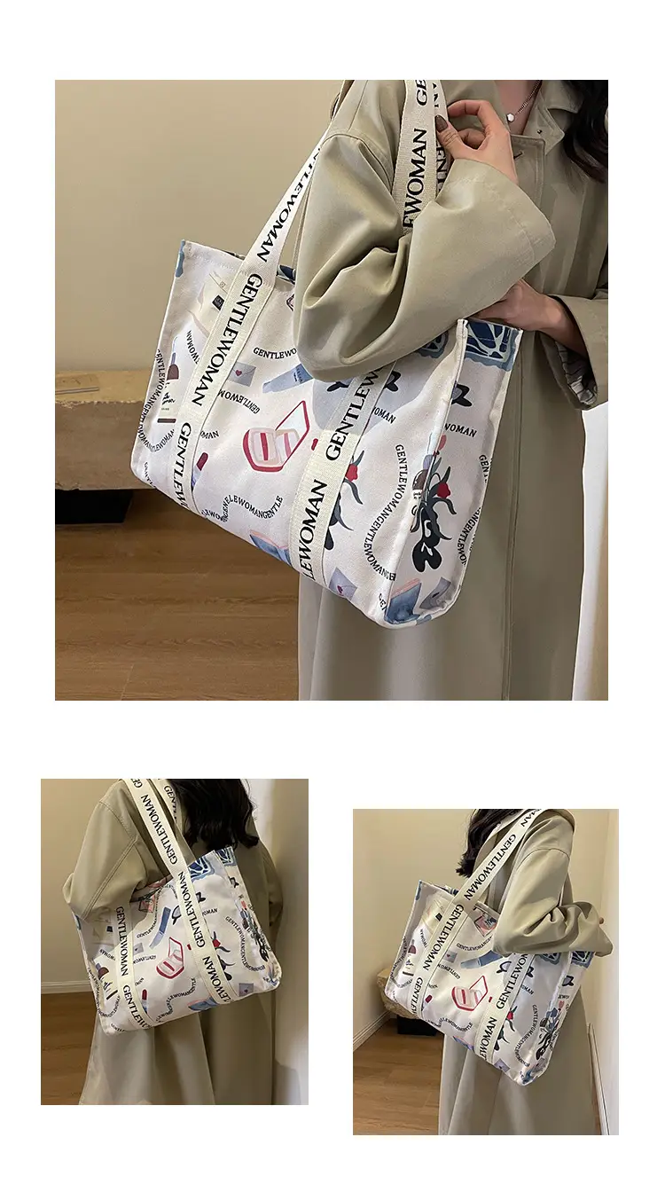Women Cartoon Canvas Tote Bag 2024 New Girly Style — feature 9