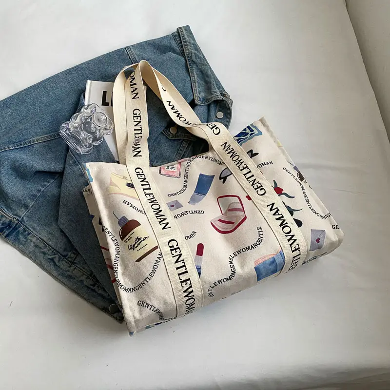 Women Cartoon Canvas Tote Bag 2024 New Girly Style - Image 6