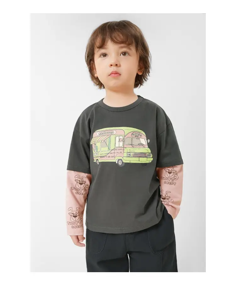 Right European Boys T-Shirt White 100% Cotton Long Sleeve — feature 6