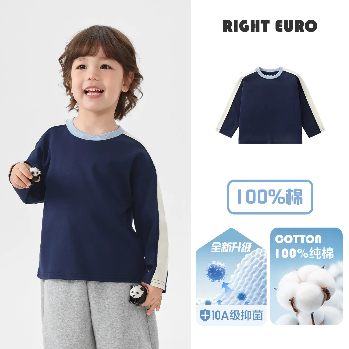 Right European Boys T-Shirt White 100% Cotton Long Sleeve - Image 11