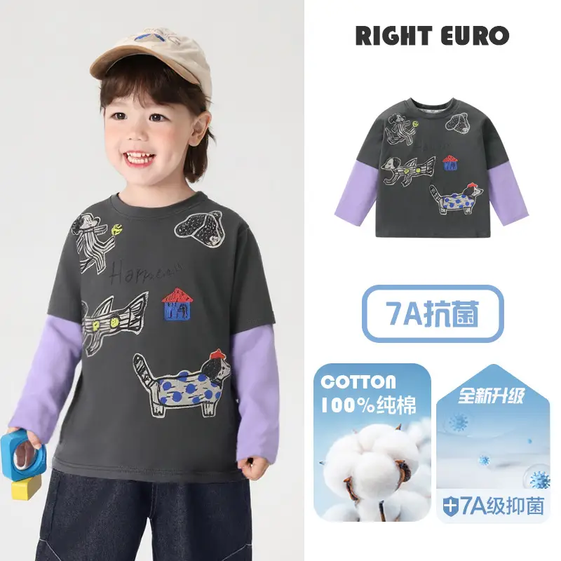 Right European Boys T-Shirt White 100% Cotton Long Sleeve - Image 25