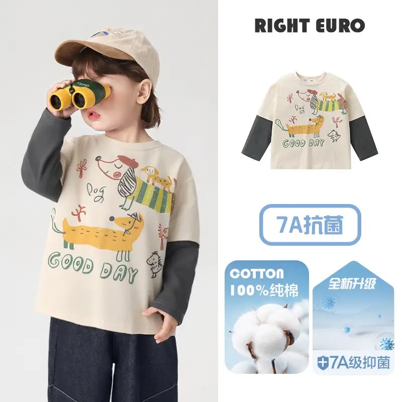Right European Boys T-Shirt White 100% Cotton Long Sleeve - Image 26