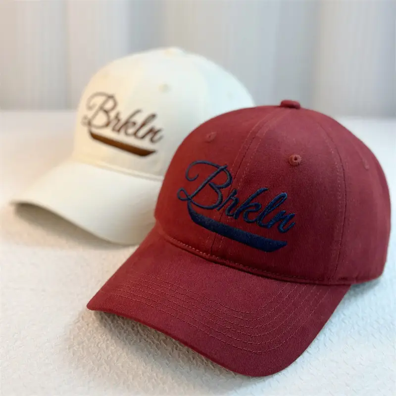Women's Red & White Bikhna Cap Spring Autumn Wide Brim Cotton Baseball Cap