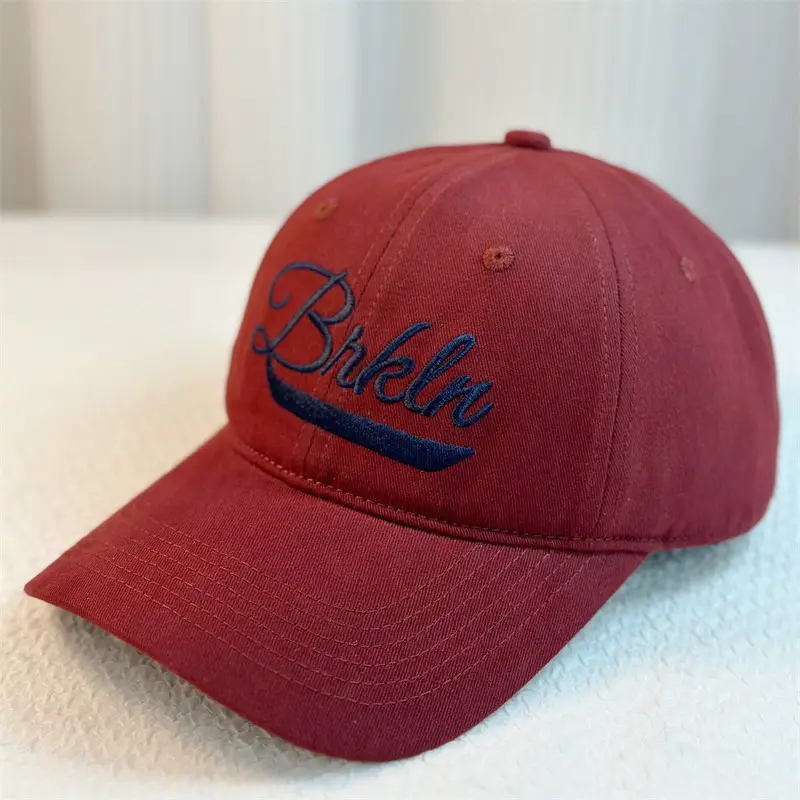 Women's Red & White Bikhna Cap Spring Autumn Wide Brim Cotton Baseball Cap