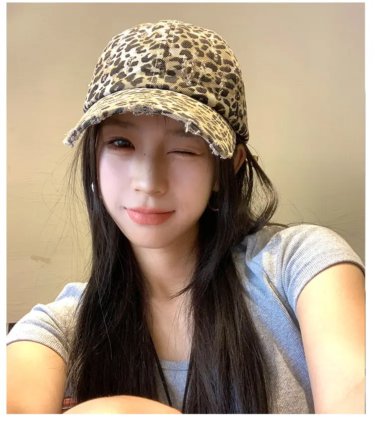Korean Retro Leopard Print Baseball Cap for Women — feature 10
