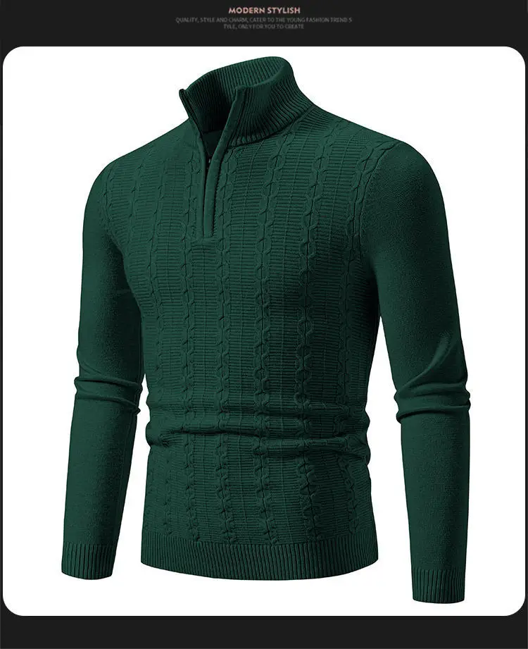 Men's Knit Collar Pullover Sweater Beige Plus Size — feature 20