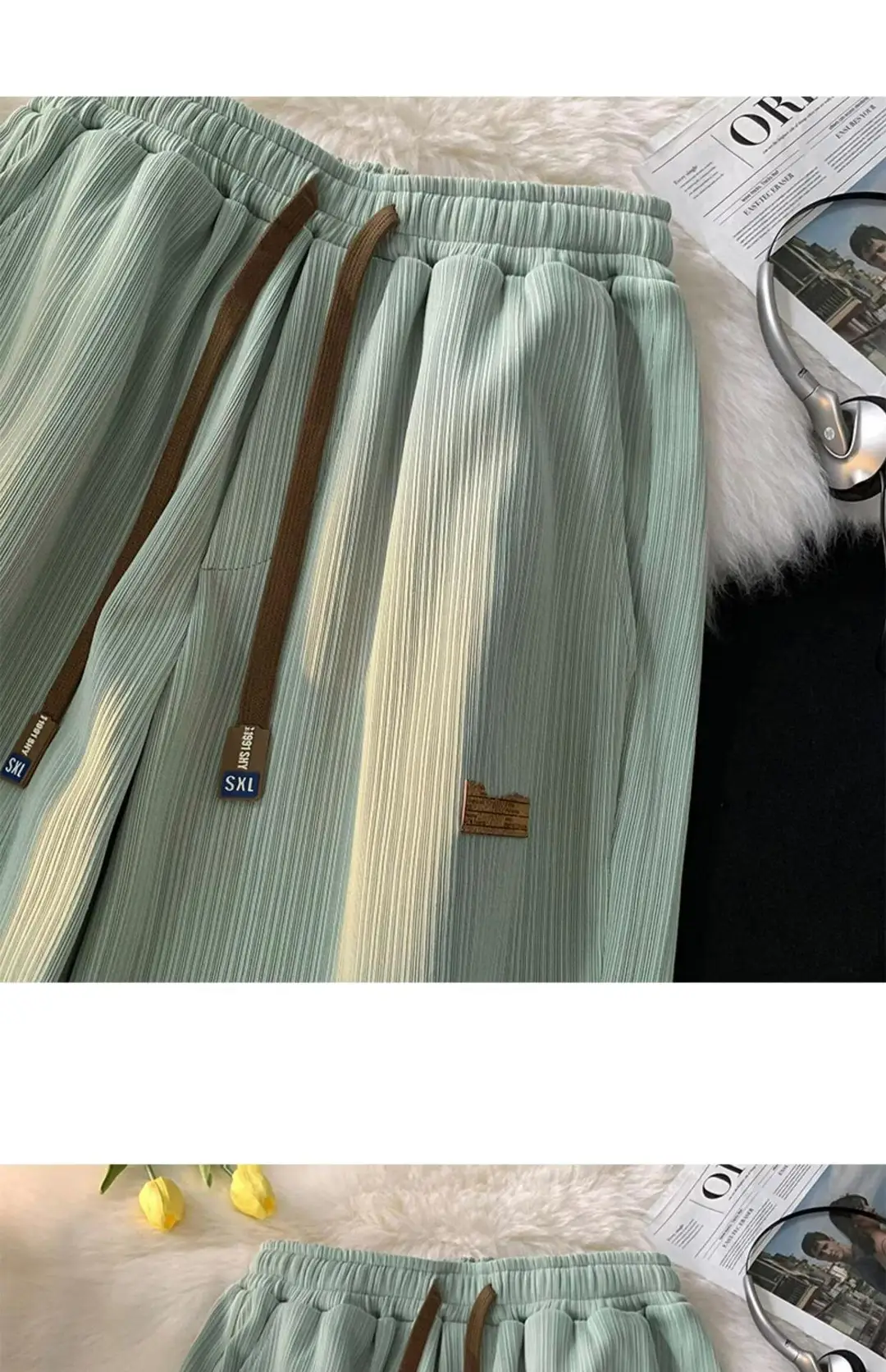 2026 Trendy Summer Straight Elastic Ice Silk Casual Pants for Men, Loose Wide-Leg Drape Quick-Dry Sports Long Pants — feature 14