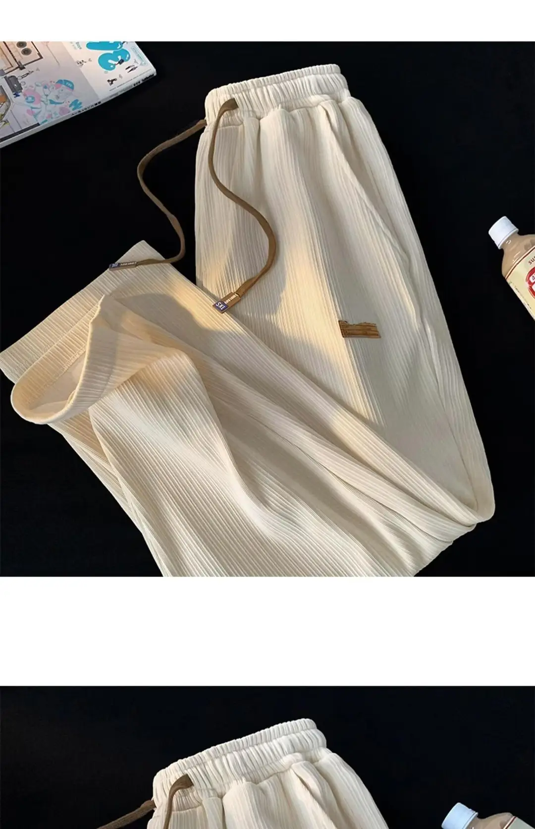 2026 Trendy Summer Straight Elastic Ice Silk Casual Pants for Men, Loose Wide-Leg Drape Quick-Dry Sports Long Pants — feature 16