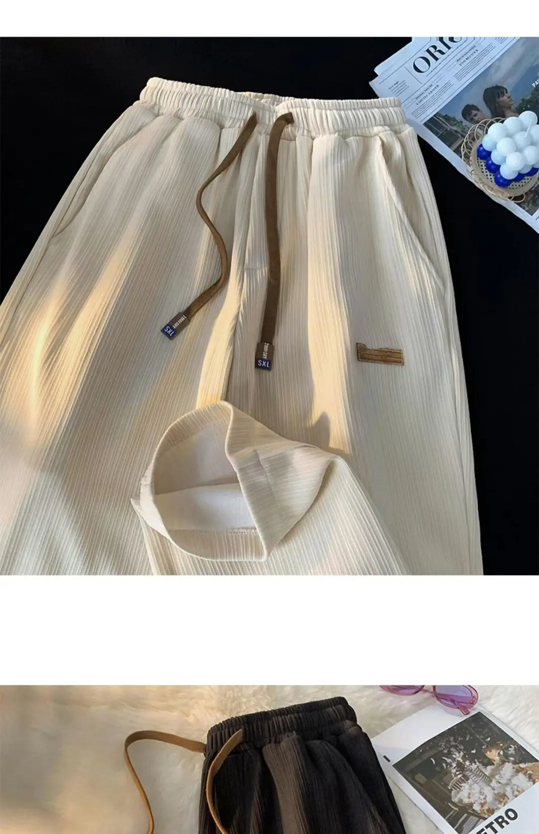 2026 Trendy Summer Straight Elastic Ice Silk Casual Pants for Men, Loose Wide-Leg Drape Quick-Dry Sports Long Pants — feature 18