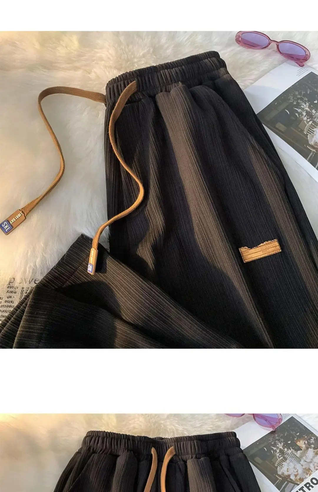 2026 Trendy Summer Straight Elastic Ice Silk Casual Pants for Men, Loose Wide-Leg Drape Quick-Dry Sports Long Pants — feature 20