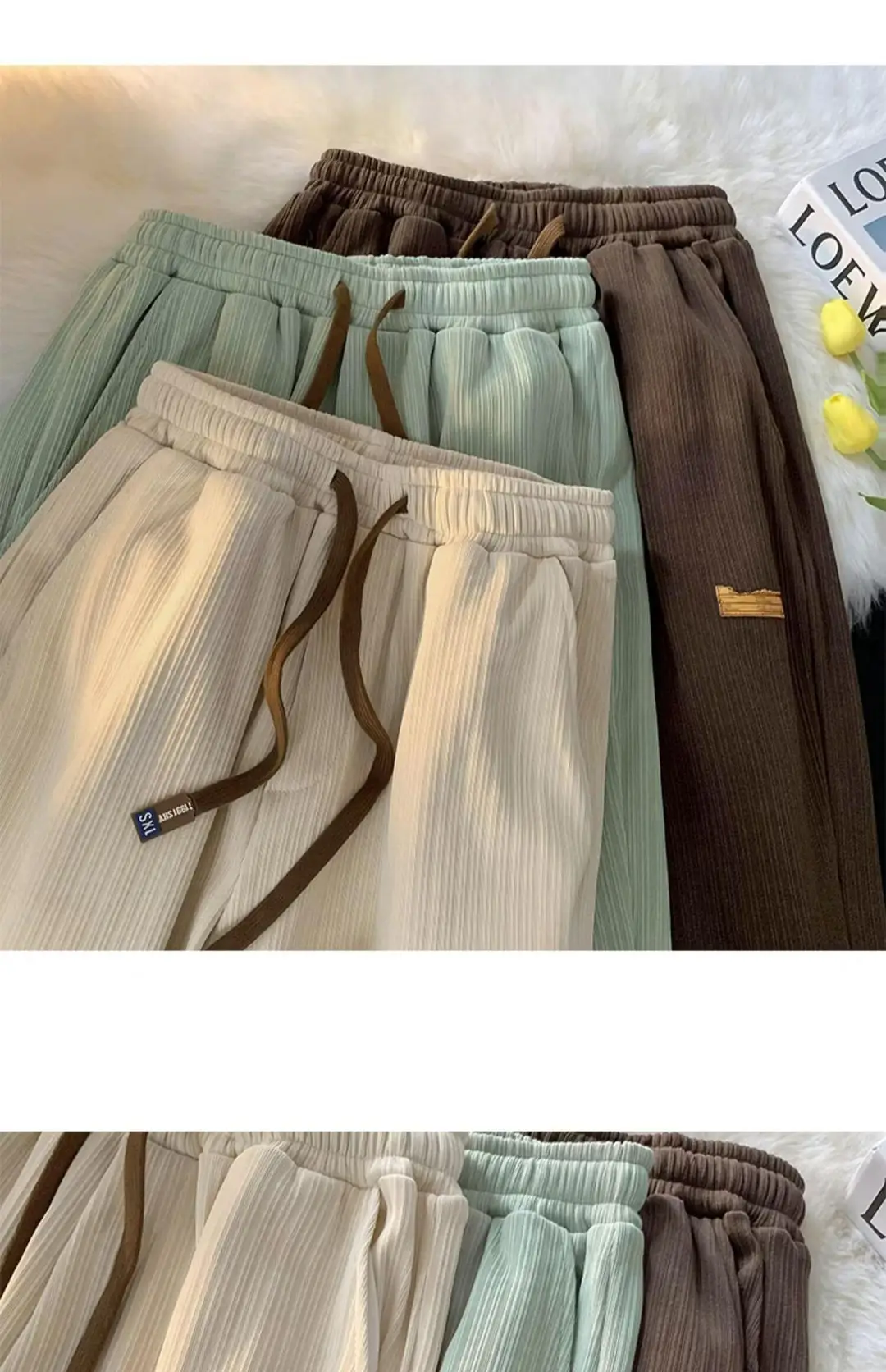 2026 Trendy Summer Straight Elastic Ice Silk Casual Pants for Men, Loose Wide-Leg Drape Quick-Dry Sports Long Pants — feature 24