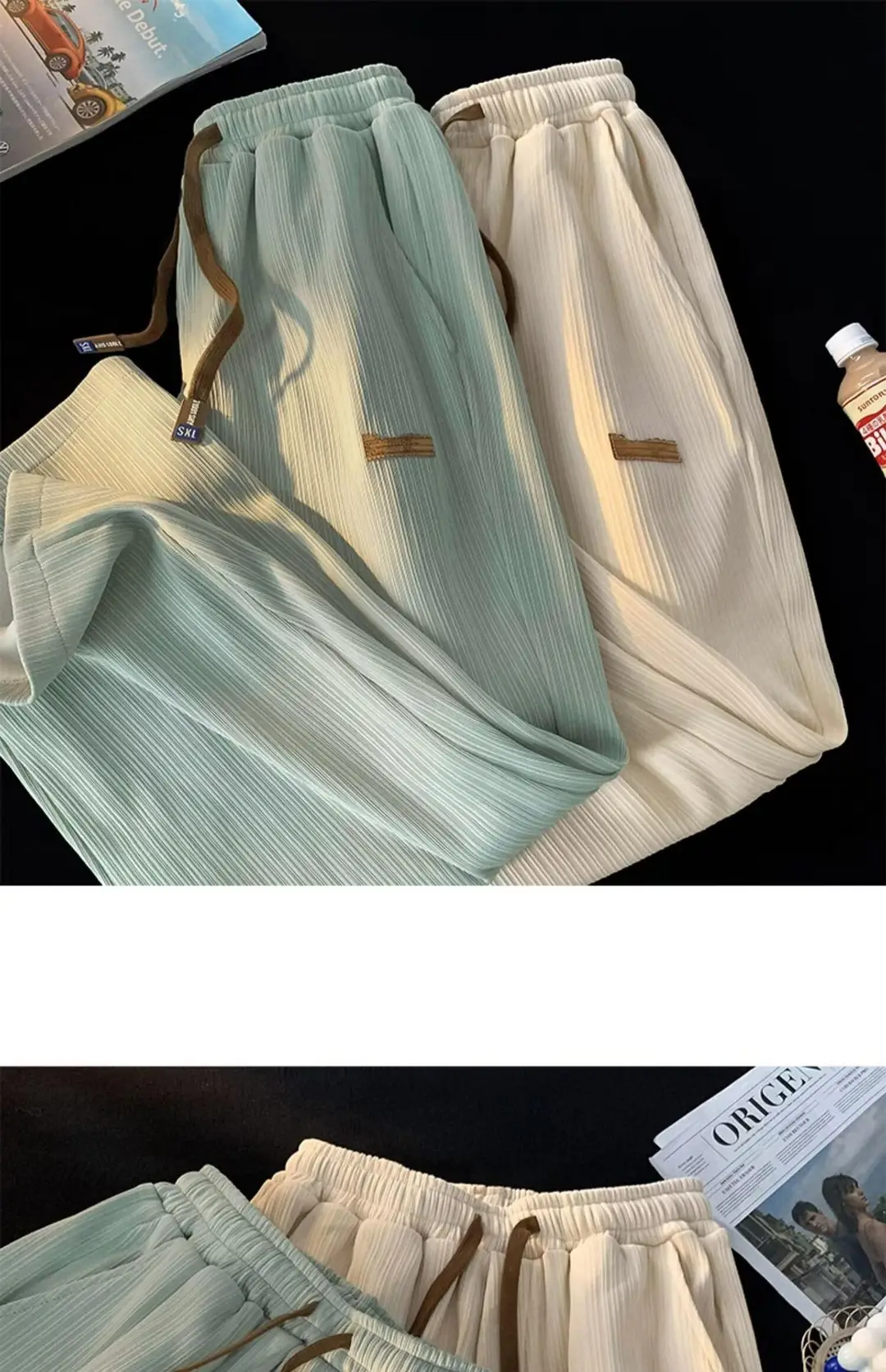 2026 Trendy Summer Straight Elastic Ice Silk Casual Pants for Men, Loose Wide-Leg Drape Quick-Dry Sports Long Pants — feature 4