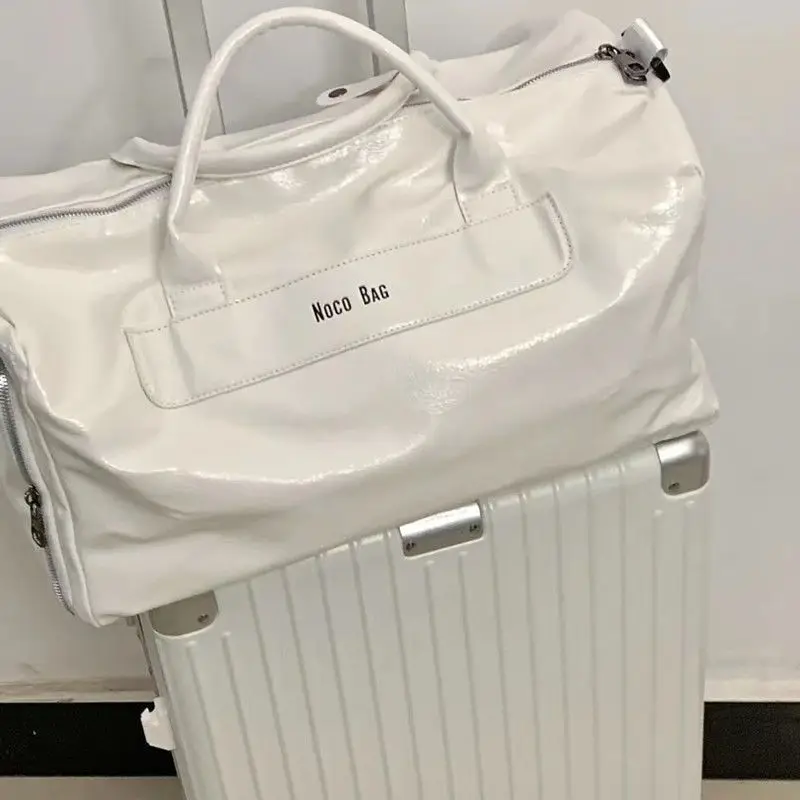 White PU Leather Travel Bag for Men Large Capacity - Image 4