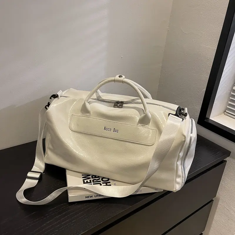 White PU Leather Travel Bag for Men Large Capacity - Image 5