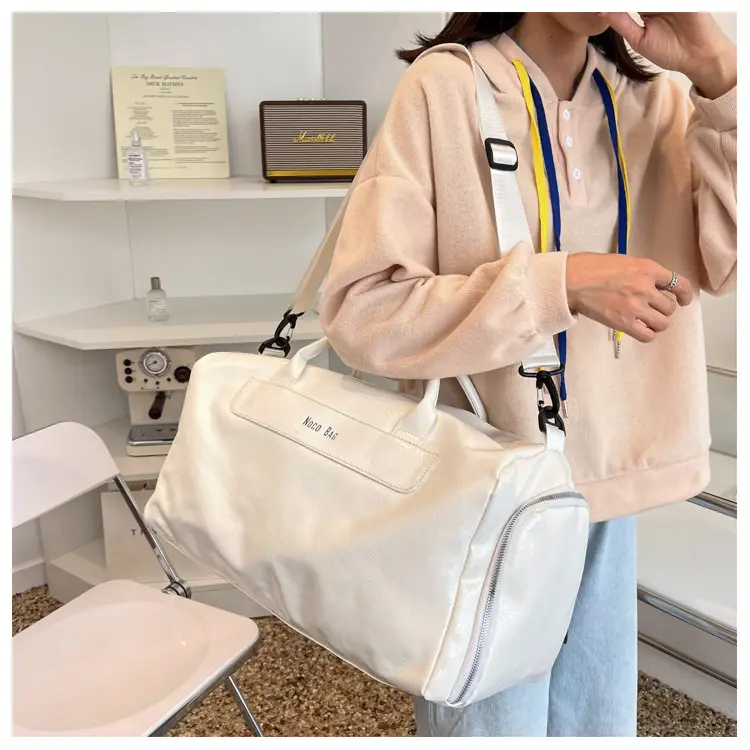 White PU Leather Travel Bag for Men Large Capacity — feature 11