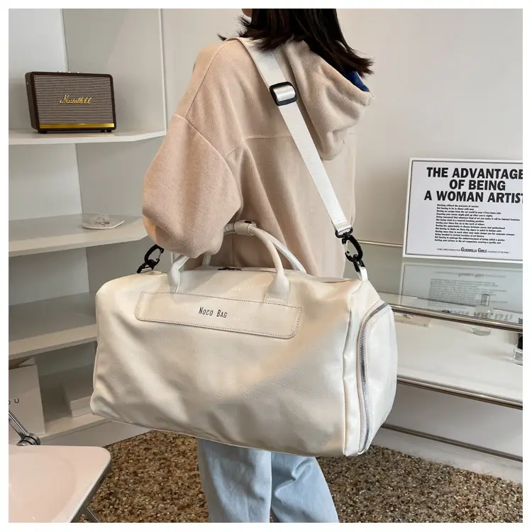 White PU Leather Travel Bag for Men Large Capacity — feature 14
